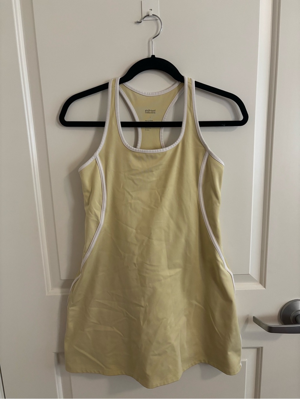 Girlfriend Collective Naomi Workout Dress Chartreuse Yellow Size Large, Preppy